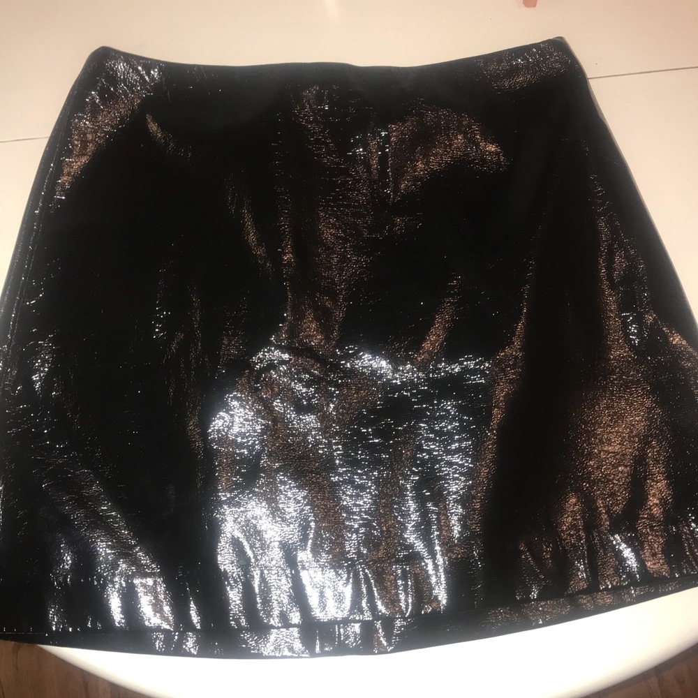 Black vinyl mini skirt